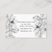 Elegante Cherry Blossom Blume Schwarz-weiß botanis Visitenkarte (Rückseite)