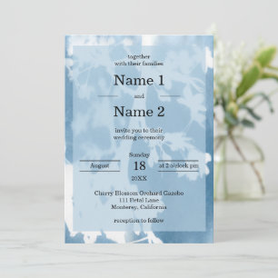 Elegante Cherry Blossom Cyanotype Hochzeit Einladu Einladung