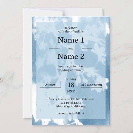 Elegante Cherry Blossom Cyanotype Hochzeit Einladu Magneteinladung (Vorderseite)