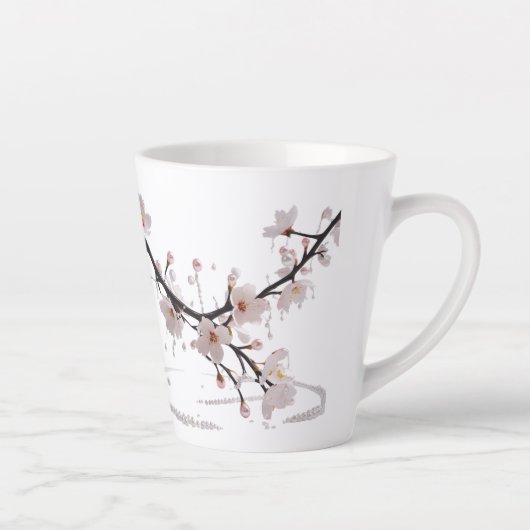 Elegante Cherry Blossom Pearl Small Latte Tasse (Rechts)