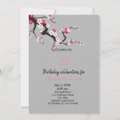 Elegante Cherry Blossom Pink Weiße Blüte Geburtsta Einladung (Vorderseite)