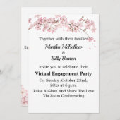 Elegante Cherry Blossom Virtual Engagement Party Einladung (Vorne/Hinten)