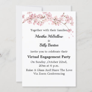 Elegante Cherry Blossom Virtual Engagement Party Einladung