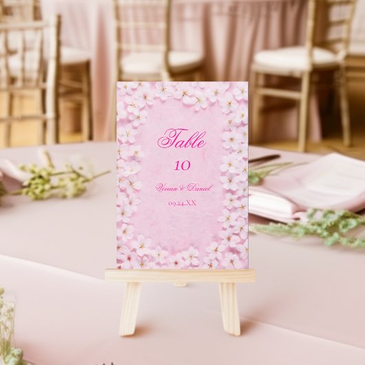 Elegante Cherry Blossom Wedding Tischnummer Card