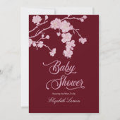 Elegante Cherry Blossoms Baby Shower Burgundy Einladung (Vorderseite)
