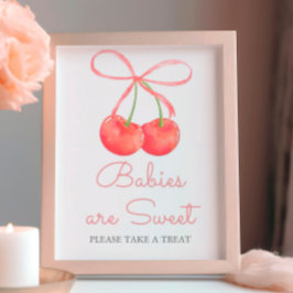 Elegante Cherry Pink Ribbon Babies sind süß Poster