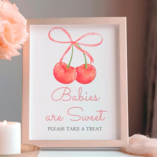 Elegante Cherry Pink Ribbon Babies sind süß Poster