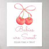 Elegante Cherry Pink Ribbon Babies sind süß Poster (Vorne)