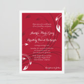 Elegante Cherry Red White Abstrakt Floral Wedding Einladung (Stehend Vorderseite)