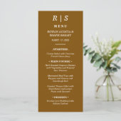 Elegante Chestnut Brown Monogram Wedding Menu Card Menükarte (Stehend Vorderseite)