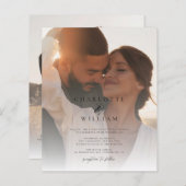 Elegante Chic 2 Foto Budget Einladung Hochzeit (Vorne/Hinten)