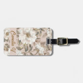 Elegante Chic Big Camellia Blume Rosa Goldmedaille Gepäckanhänger (Vorderseite horizontal)