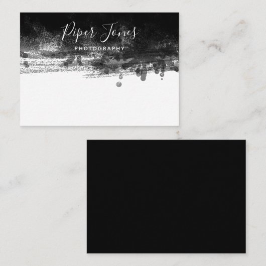 Elegante Chic Black Abstrakt Fotografy Signature Mitteilungskarte (Vorne/Hinten)