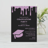 Elegante Chic Black and Pink 2025 Graduation Party Einladung (Stehend Vorderseite)
