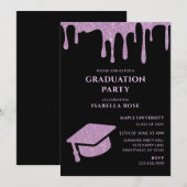 Elegante Chic Black and Pink 2025 Graduation Party Einladung (Vorne/Hinten)