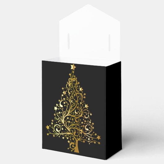 Elegante Chic Black Gold Weihnachtsbaum Gefälligke Geschenkschachtel (Geöffnet)