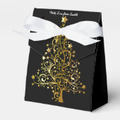 Elegante Chic Black Gold Weihnachtsbaum Gefälligke Geschenkschachtel (Vorderseite)