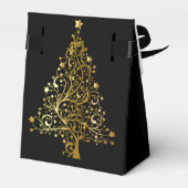 Elegante Chic Black Gold Weihnachtsbaum Gefälligke Geschenkschachtel (Rückseite)