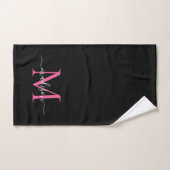 Elegante Chic Black Hot Pink Monogram Script Name Handtuch (Handtuch)