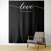 Elegante Chic Black Liebe Script Hintergrund Hochz Wandteppich (Beispiel)