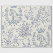 Elegante Chic Blue Beige Reittier Toile Geschenkpapier (Flach)