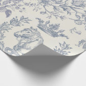 Elegante Chic Blue Beige Reittier Toile Geschenkpapier (Ecke)