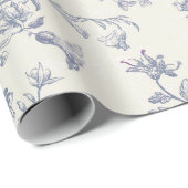 Elegante Chic Blue Beige Reittier Toile Geschenkpapier (Rolleneckpunkt)