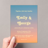 Elegante Chic Blue Orange Sky Sunset Wedding Acryleinladungen (Insitu (Handheld))