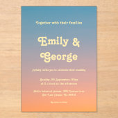 Elegante Chic Blue Orange Sky Sunset Wedding Acryleinladungen (Vorderseite)