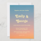 Elegante Chic Blue Orange Sky Sunset Wedding Einladung (Vorderseite)