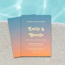 Elegante Chic Blue Orange Sky Sunset Wedding