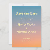 Elegante Chic Blue Orange Sky Sunset Wedding Save The Date (Vorderseite)