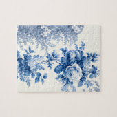 Elegante Chic Blue Rose und Ferns Puzzle (Horizontal)