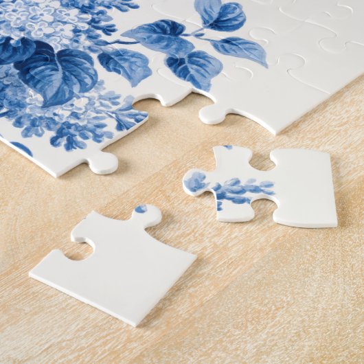 Elegante Chic Blue Rose und Ferns Puzzle (Seite)