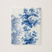 Elegante Chic Blue Rose und Ferns Puzzle (Vertikal)