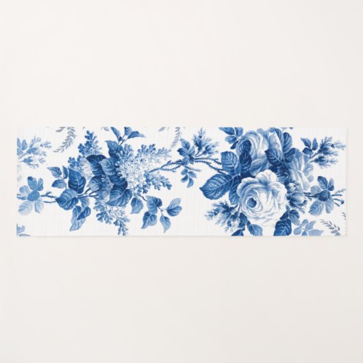 Elegante Chic Blue Rose und Ferns Yoga Mat Yogamatte (Vorderseite (Horizontal))