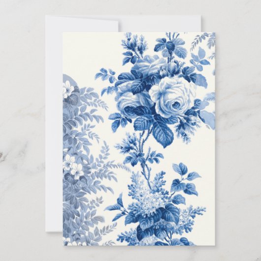 Elegante Chic Blue Vintage Rose Mitteilungskarte (Vorderseite)