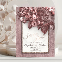 Elegante Chic Blume Burgundy Save the Date
