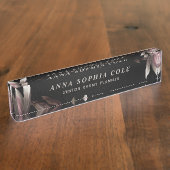 Elegante Chic Blume Girly Beruflich Office Namensplakette (Seite)