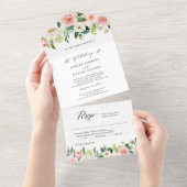 Elegante Chic Blush Floral Wedding (kein ENV erfor All In One Einladung (Abreißen)