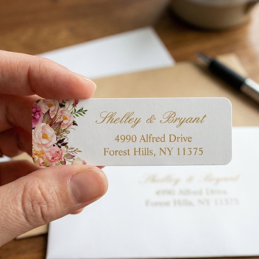 Elegante Chic Blush Pink Floral Gold Hochzeit