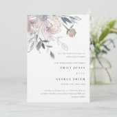 Elegante Chic Blush Wasserfarben Blumenzehen Einladung (Stehend Vorderseite)