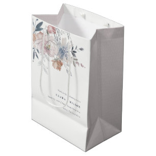 Elegante Chic Blush Wasserfarben Blumenzehen Mittlere Geschenktüte