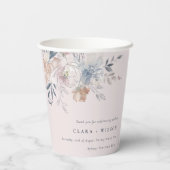 Elegante Chic Blush Wasserfarben Blumenzehen Pappbecher (Rückseite)