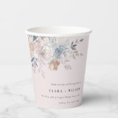 Elegante Chic Blush Wasserfarben Blumenzehen Pappbecher (Vorderseite)