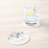 Elegante Chic Blush Wasserfarben Blumenzehen Runder Pappuntersetzer (Vor Ort)