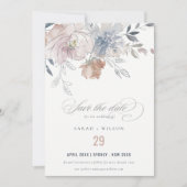 Elegante Chic Blush Wasserfarben Blumenzehen Save The Date (Vorderseite)