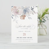 Elegante Chic Blush Wasserfarben Blumenzehen Save The Date (Stehend Vorderseite)
