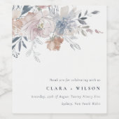 Elegante Chic Blush Wasserfarben Blumenzehen Weinetikett (Einzelnes Label)