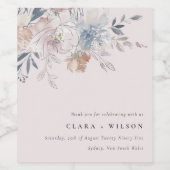 Elegante Chic Blush Wasserfarben Blumenzehen Weinetikett (Einzelnes Label)